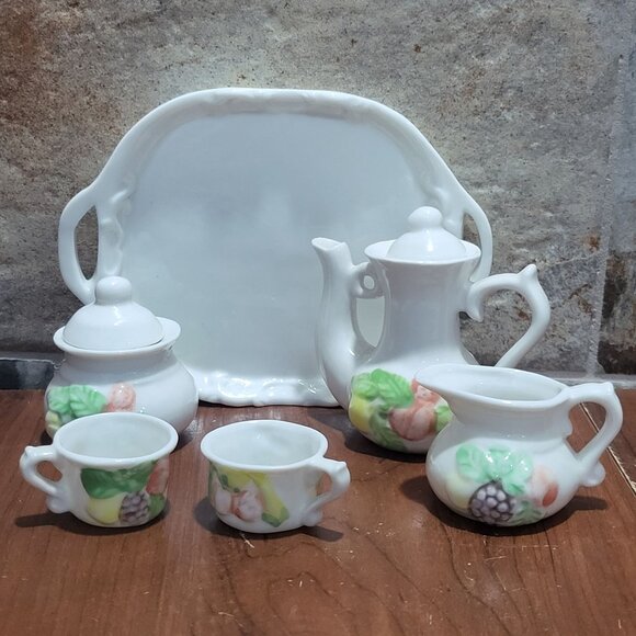 Vintage Miniature Porcelain Fruit Tea Set - Picture 14 of 14